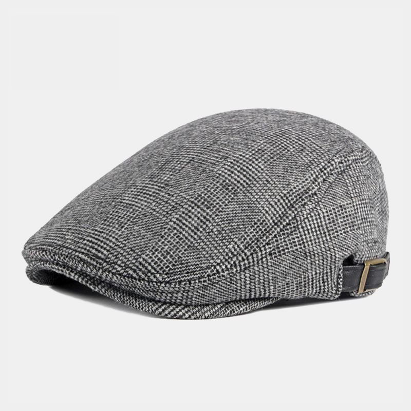 Mannen Herfst Winter Warm Visgraat Baretten Britse Retro Verstelbare Krantenverkoper Hoed Forward Hat