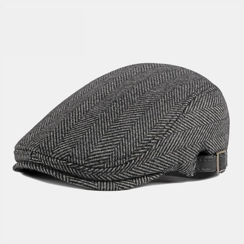 Mannen Herfst Winter Warm Visgraat Baretten Britse Retro Verstelbare Krantenverkoper Hoed Forward Hat