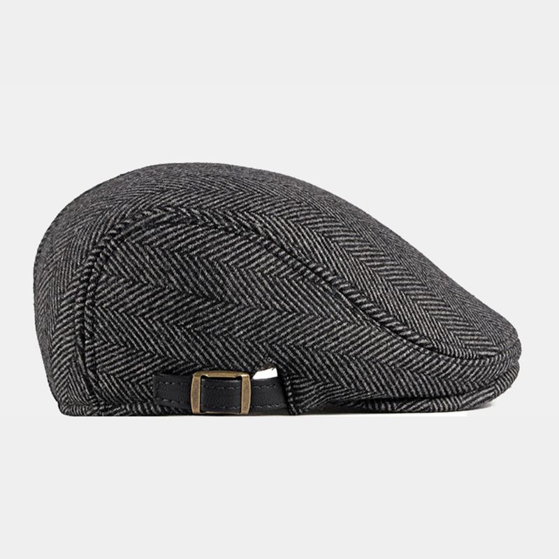 Mannen Herfst Winter Warm Visgraat Baretten Britse Retro Verstelbare Krantenverkoper Hoed Forward Hat