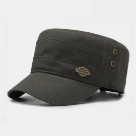 Mannen Korte Rand Ijzeren Schild Etiket Ontwerp Verstelbare Leger Cap Cadet Hoed Zomer Zonnescherm Ademende Militaire Cap Platte Top Cap