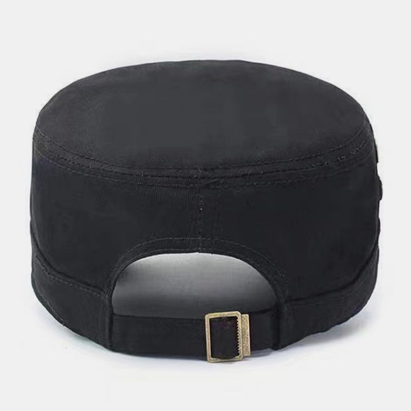 Mannen Korte Rand Ijzeren Schild Etiket Ontwerp Verstelbare Leger Cap Cadet Hoed Zomer Zonnescherm Ademende Militaire Cap Platte Top Cap