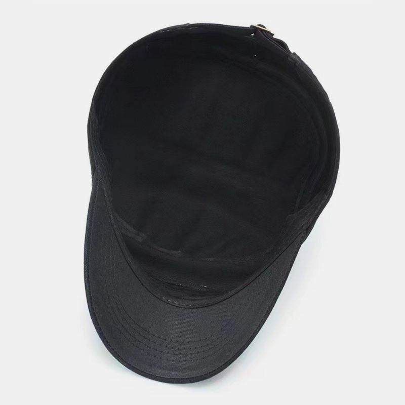 Mannen Korte Rand Ijzeren Schild Etiket Ontwerp Verstelbare Leger Cap Cadet Hoed Zomer Zonnescherm Ademende Militaire Cap Platte Top Cap