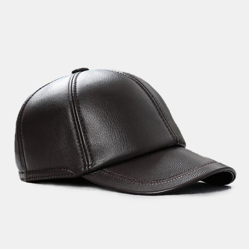 Mannen Lederen Patchwork Borduurgaren Dome Casual Winddicht Zonnescherm Baseball Cap