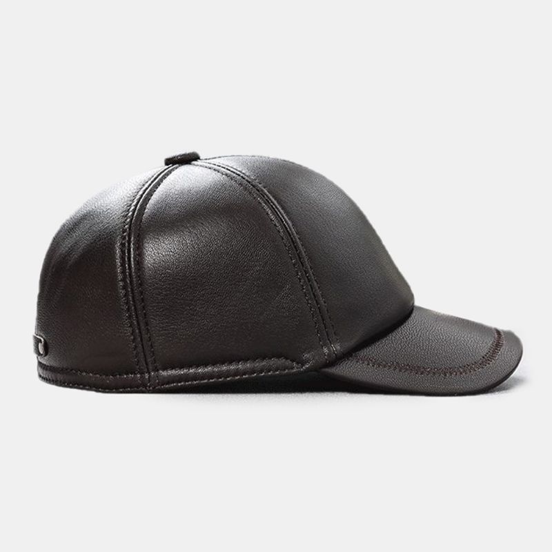 Mannen Lederen Patchwork Borduurgaren Dome Casual Winddicht Zonnescherm Baseball Cap