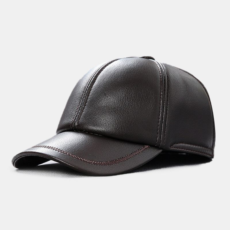 Mannen Lederen Patchwork Borduurgaren Dome Casual Winddicht Zonnescherm Baseball Cap