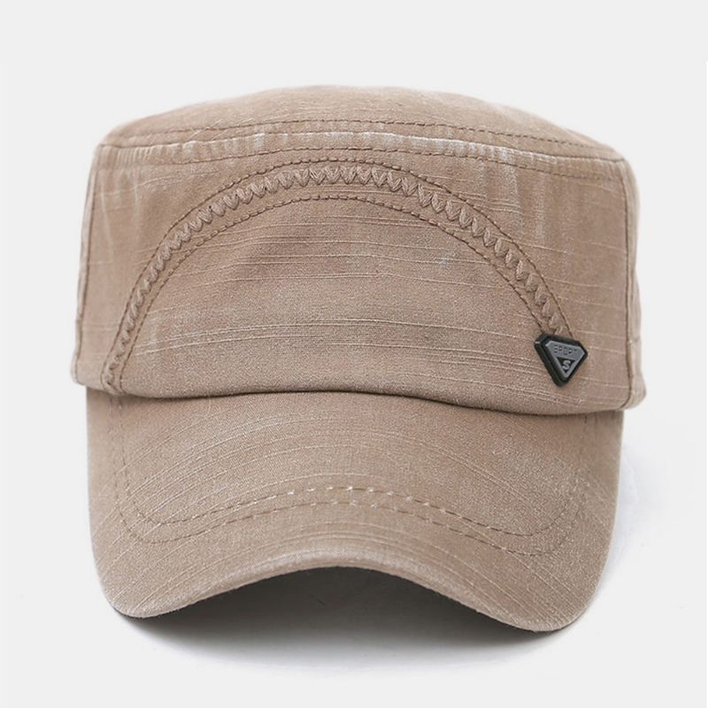 Mannen Metalen Letter Label Platte Pet Gewassen Casual Outdoor Zonnescherm Militaire Cap Pet Met Pet