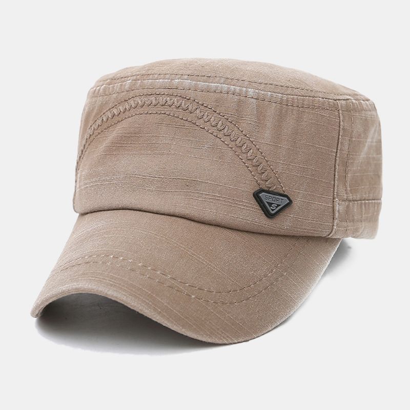 Mannen Metalen Letter Label Platte Pet Gewassen Casual Outdoor Zonnescherm Militaire Cap Pet Met Pet