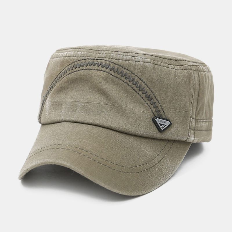 Mannen Metalen Letter Label Platte Pet Gewassen Casual Outdoor Zonnescherm Militaire Cap Pet Met Pet