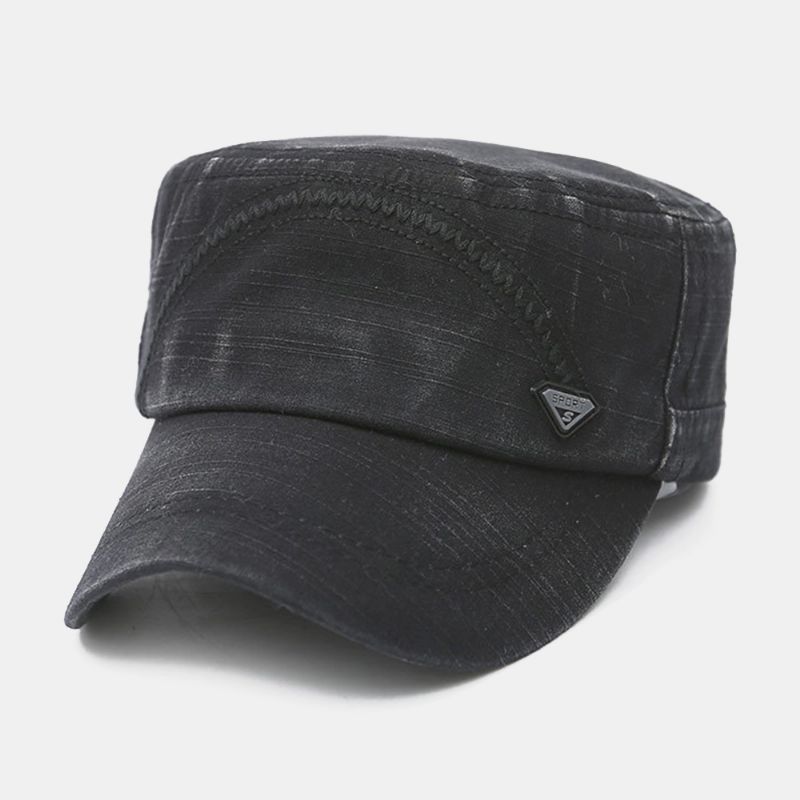 Mannen Metalen Letter Label Platte Pet Gewassen Casual Outdoor Zonnescherm Militaire Cap Pet Met Pet