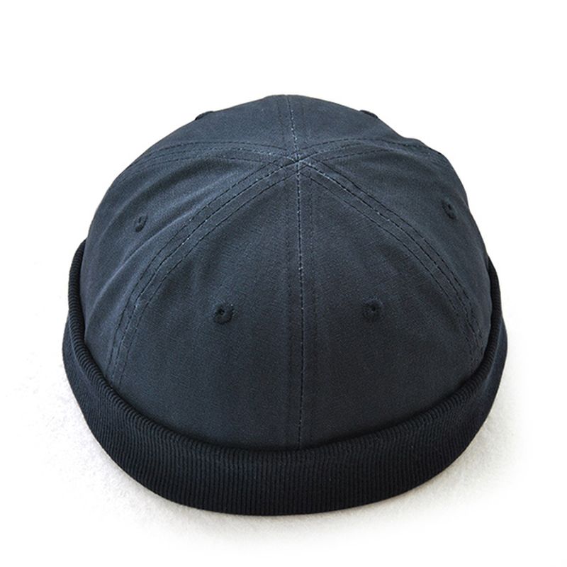 Mannen Plus Size Hoeden Retro Effen Randloze Hoed Verstelbare Warme Skullcap Sailor Cap