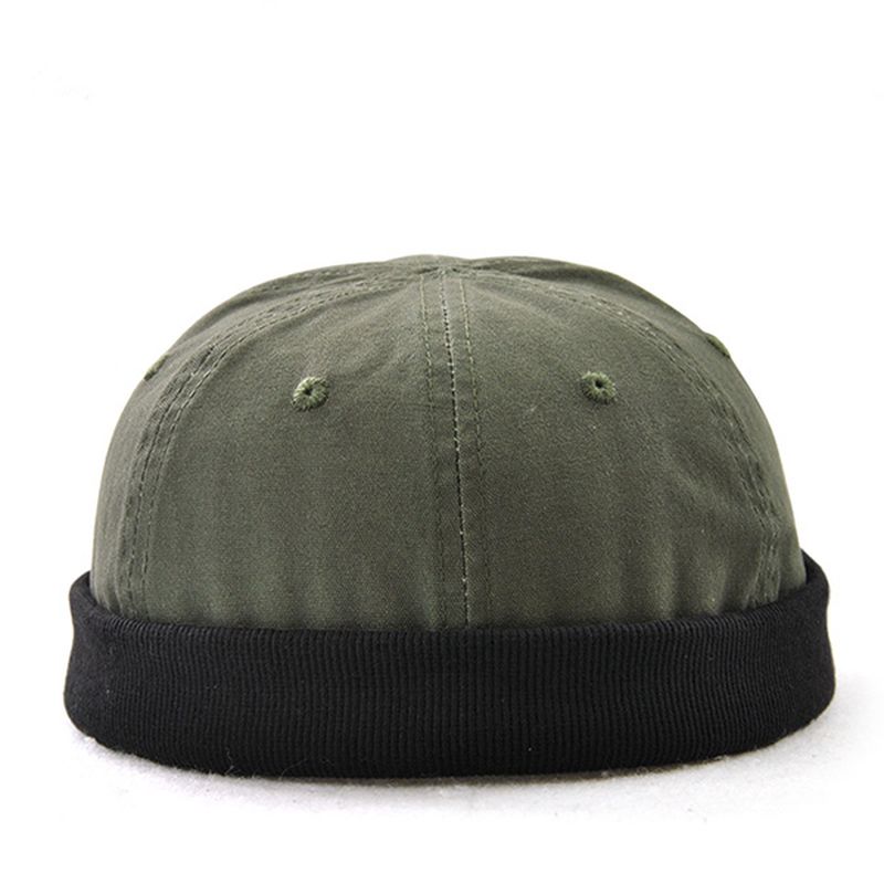 Mannen Plus Size Hoeden Retro Effen Randloze Hoed Verstelbare Warme Skullcap Sailor Cap