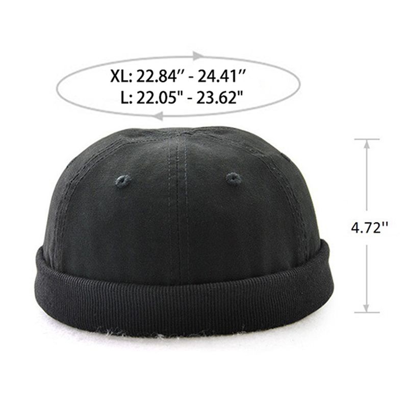 Mannen Plus Size Hoeden Retro Effen Randloze Hoed Verstelbare Warme Skullcap Sailor Cap