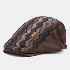 Mannen Retro Casual Outdoor Wave Streeppatroon Patchwork Baret Hoed Forward Hat