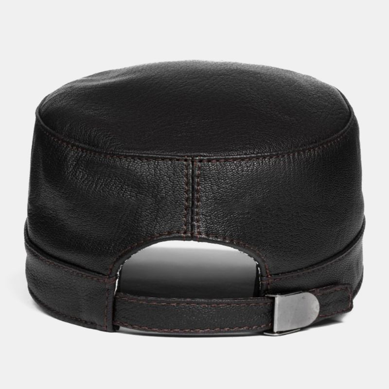 Mannen Schapenvacht Dunne Verstelbare Militaire Cap Casual Outdoor Ademende Korte Rand Platte Top Cap Army Cap Cadet Hoed