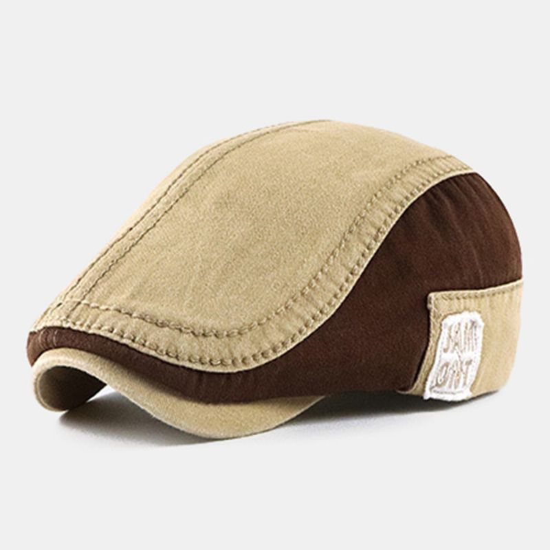 Mannen Tas Rand Contrast Kleur Brief Patroon Patch Forward Hat Outdoor Casual Zonnescherm Hoed Baret Platte Cap