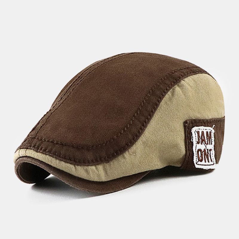 Mannen Tas Rand Contrast Kleur Brief Patroon Patch Forward Hat Outdoor Casual Zonnescherm Hoed Baret Platte Cap