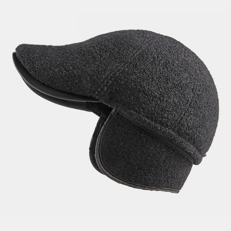 Mannen Vilt Gehoorbescherming Winter Outdoor Effen Kleur Casual Universeel Plus Dikker Plus Fluwelen Baret Hoed Forward Hat