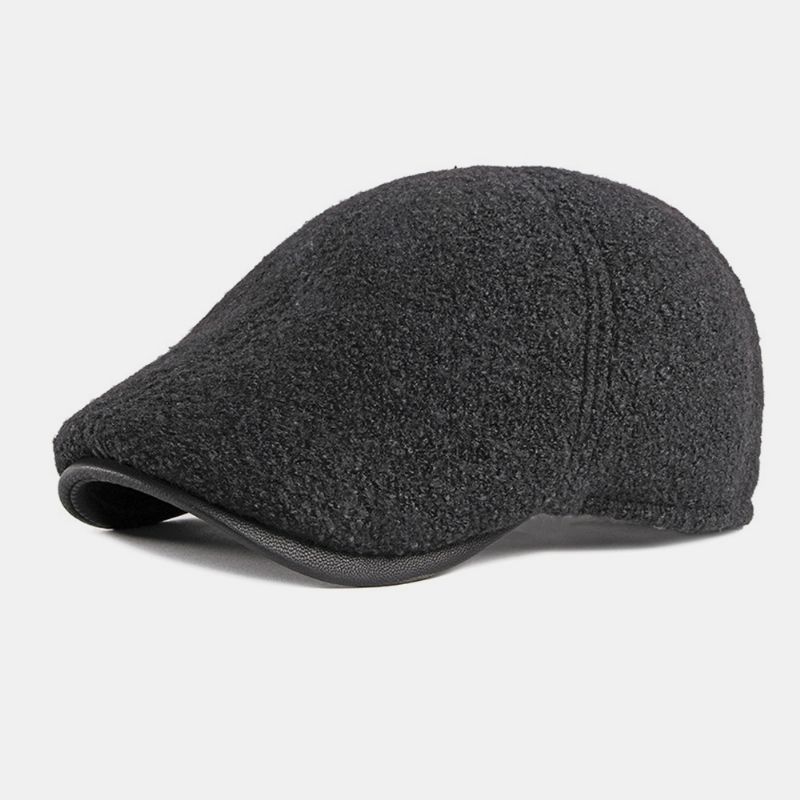 Mannen Vilt Gehoorbescherming Winter Outdoor Effen Kleur Casual Universeel Plus Dikker Plus Fluwelen Baret Hoed Forward Hat