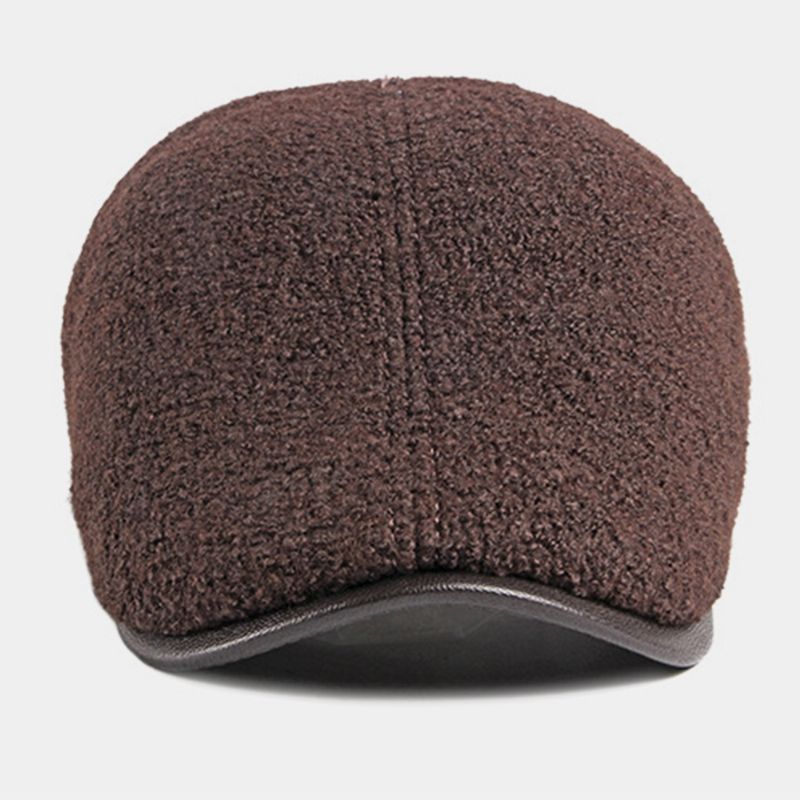 Mannen Vilt Gehoorbescherming Winter Outdoor Effen Kleur Casual Universeel Plus Dikker Plus Fluwelen Baret Hoed Forward Hat