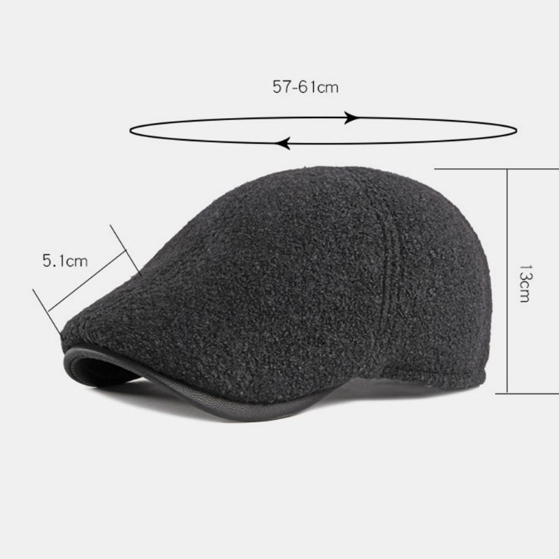 Mannen Vilt Gehoorbescherming Winter Outdoor Effen Kleur Casual Universeel Plus Dikker Plus Fluwelen Baret Hoed Forward Hat