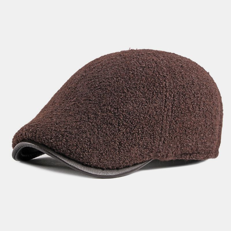 Mannen Vilt Gehoorbescherming Winter Outdoor Effen Kleur Casual Universeel Plus Dikker Plus Fluwelen Baret Hoed Forward Hat