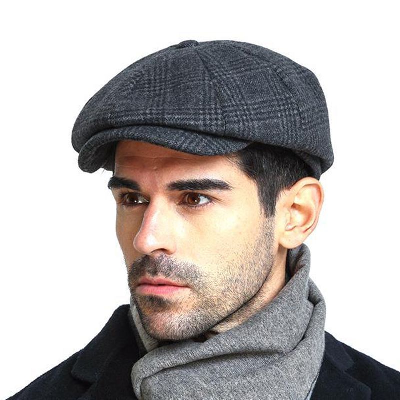 Mannen Vintage Wol Gord Schilder Baret Hoed Winter Warm Gentleman Achthoekige Krantenjongenspet