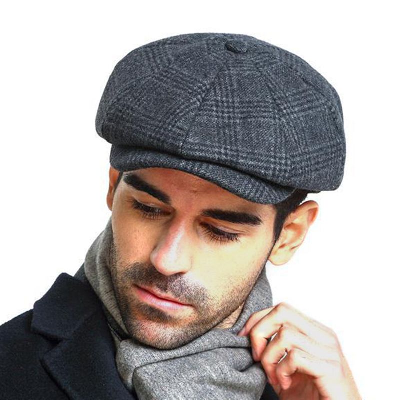 Mannen Vintage Wol Gord Schilder Baret Hoed Winter Warm Gentleman Achthoekige Krantenjongenspet