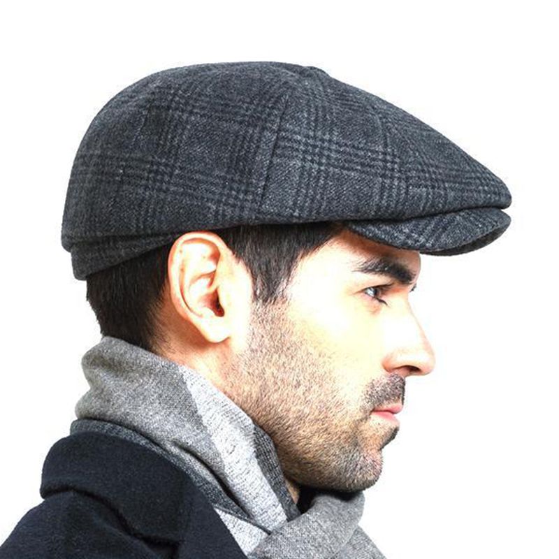 Mannen Vintage Wol Gord Schilder Baret Hoed Winter Warm Gentleman Achthoekige Krantenjongenspet