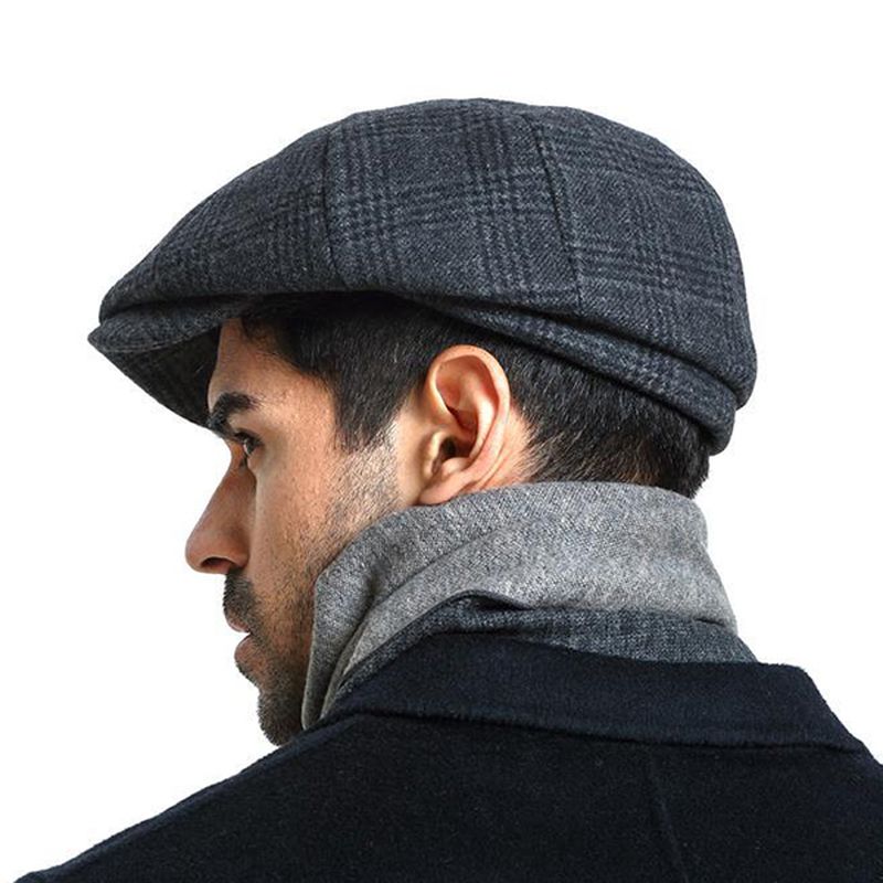 Mannen Vintage Wol Gord Schilder Baret Hoed Winter Warm Gentleman Achthoekige Krantenjongenspet