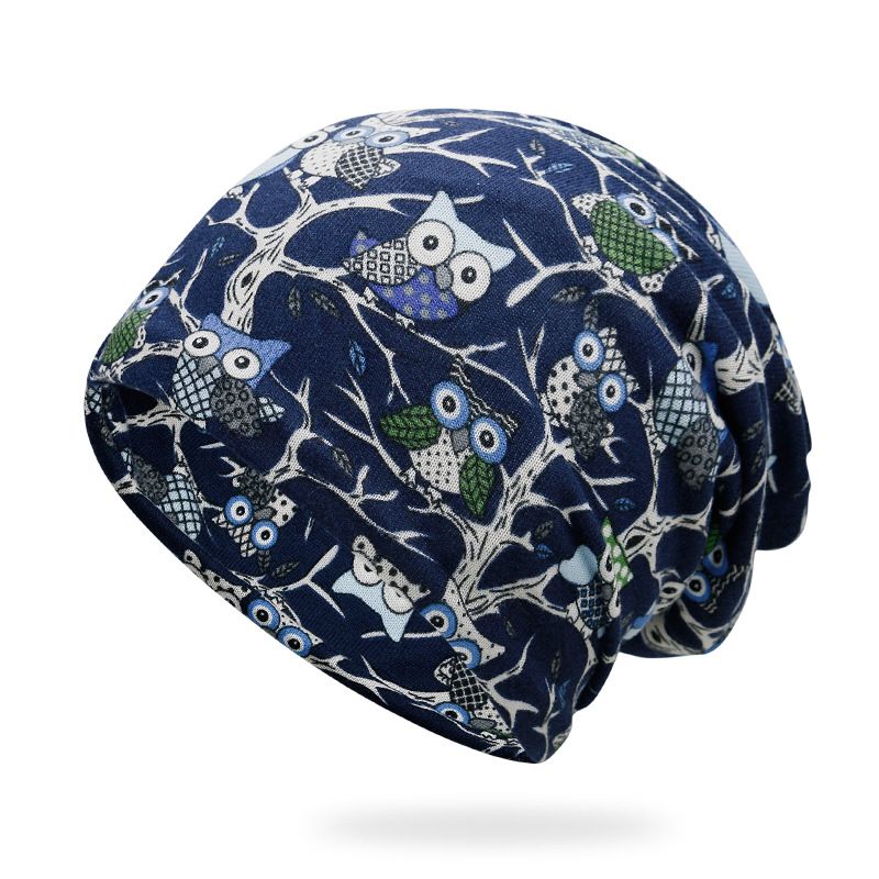 Mode Heren- En Damesmode Uilenprint Riding Bib Hat Dual-use