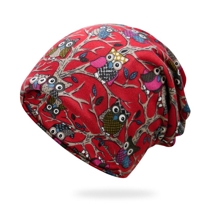 Mode Heren- En Damesmode Uilenprint Riding Bib Hat Dual-use