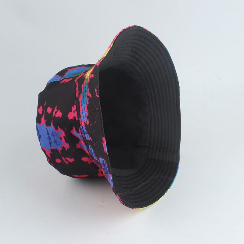 Nieuwe Stijl Gedrukte Dubbelzijdige Visser Hoed Kleur Tie-dye Hip-hop Casual Flat Top Wastafel Hoed