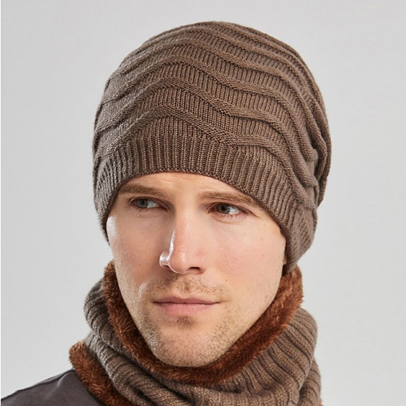 Unisex 3pcs Plus Fluwelen Dikke Warme Nek- En Oorbescherming Masker Hoofddeksels Sjaal Gebreide Muts Beanie