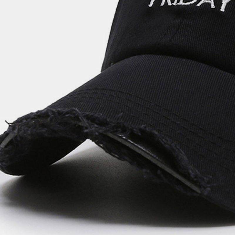 Unisex Brief Geborduurde Effen Baseballcap Katoen Gebroken Gat Verstelbare Zonnescherm Hoed