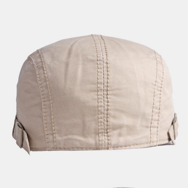 Unisex Brief Metalen Label Baret Cap Britse Retro Zijden Verstelbare Gesp Ademend Zonnescherm Vooruit Hoed Krantenverkoper Hoed Rijden Hoed