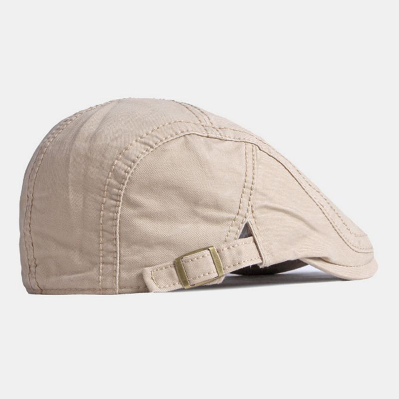 Unisex Brief Metalen Label Baret Cap Britse Retro Zijden Verstelbare Gesp Ademend Zonnescherm Vooruit Hoed Krantenverkoper Hoed Rijden Hoed