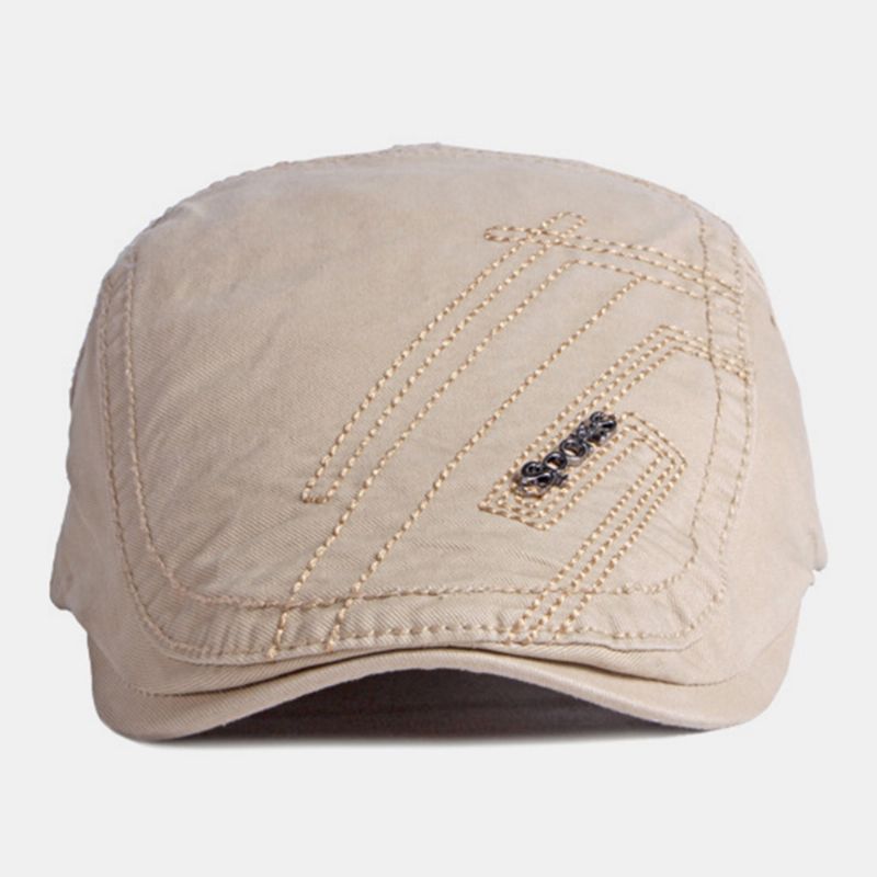 Unisex Brief Metalen Label Baret Cap Britse Retro Zijden Verstelbare Gesp Ademend Zonnescherm Vooruit Hoed Krantenverkoper Hoed Rijden Hoed