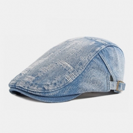 Unisex Denim Gewassen Make-old Gat Ademend Casual Zonnescherm Forward Cap Baret Cap Platte Hoed