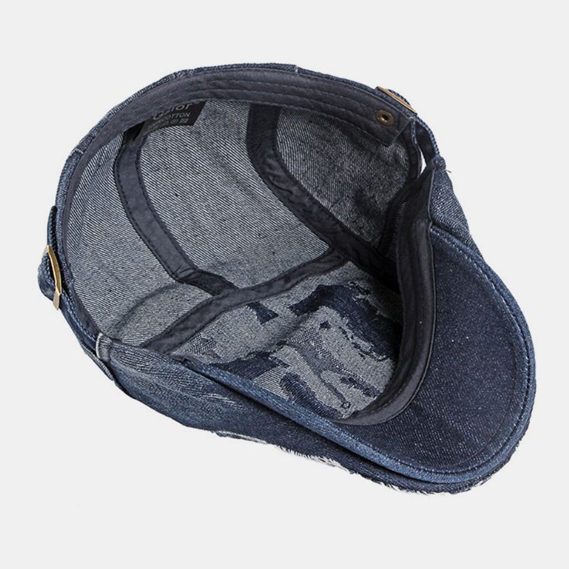 Unisex Denim Gewassen Make-old Gat Ademend Casual Zonnescherm Forward Cap Baret Cap Platte Hoed