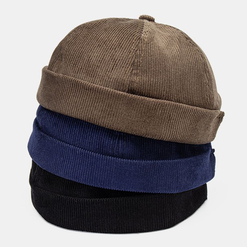 Unisex Dome Verstelbare Brief Patch Twill Cap Outdoor Hip Hop Zonnescherm Brimless Beanie Landlord Cap Skull Cap