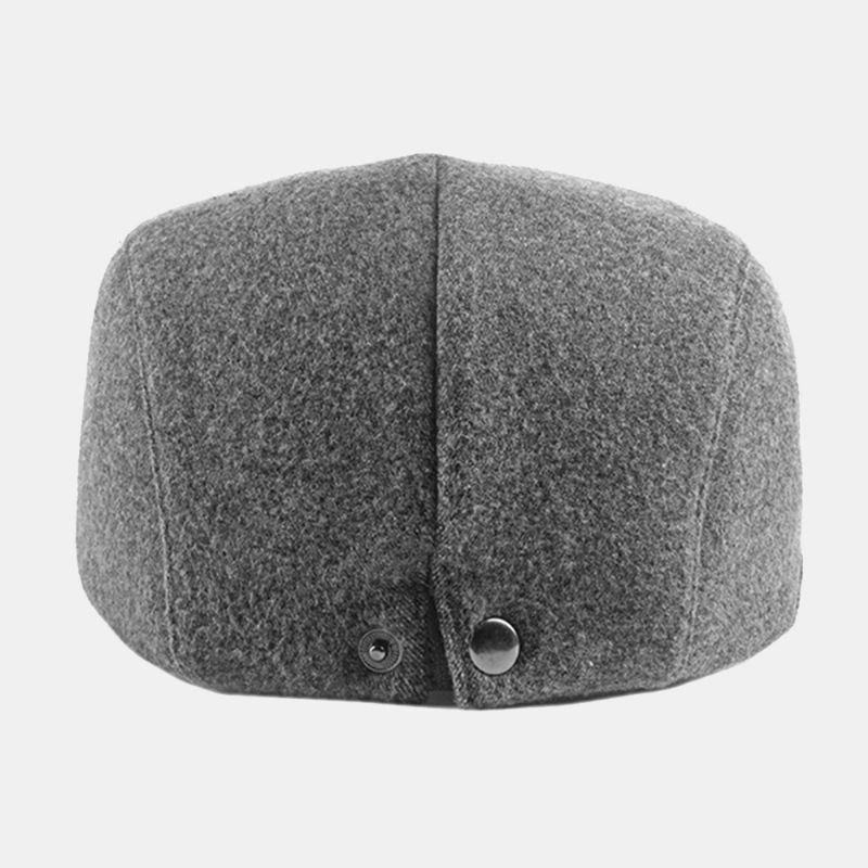 Unisex Effen Vilten Baretten Hasp Verstelbare Britse Retro Simple Forward Hat Platte Hoed Driver Hat