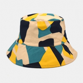 Unisex Gekleurde Emmerhoed Katoen Gekleurd Geometrisch Patroon Zonnebrandcrème Packable Outdoor Travel Beach Cap