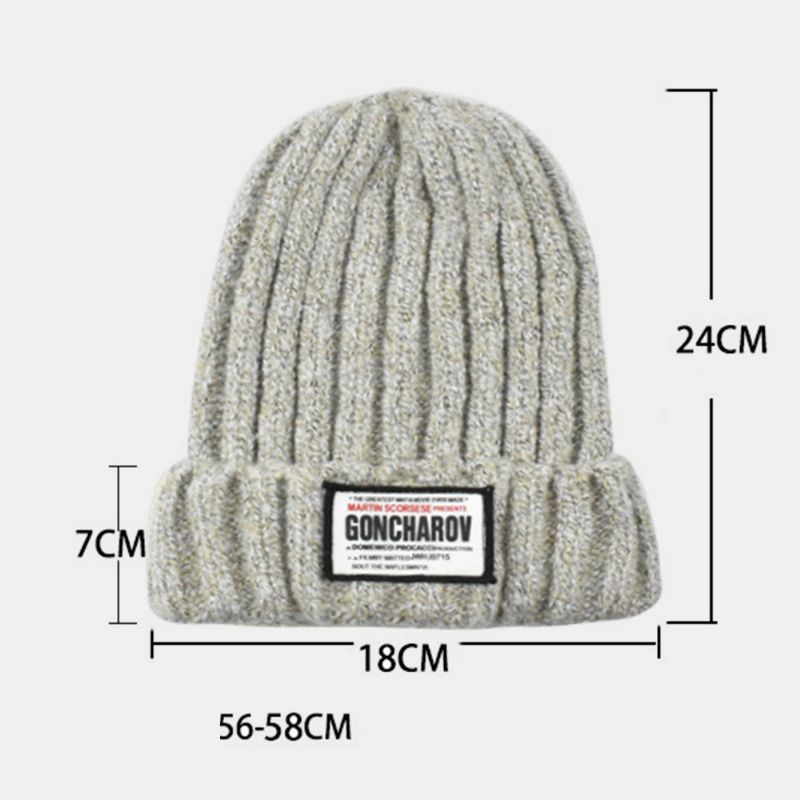 Unisex Gemengde Kleur Gebreide Jacquard Letter Stoffen Patch Match Warmte Beanie Muts