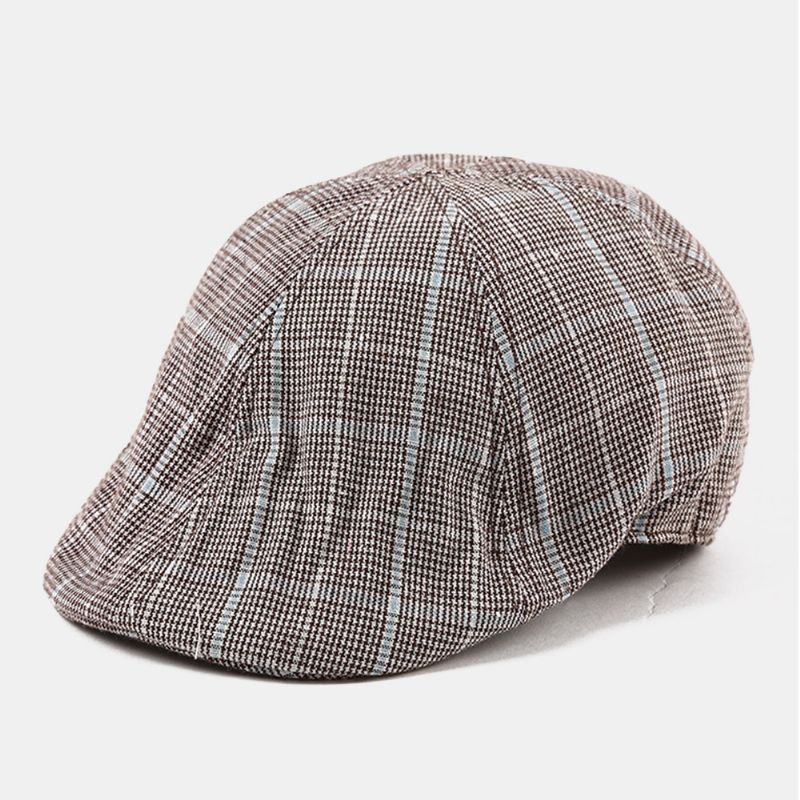 Unisex Gestreepte Baret Pet Katoen Verstelbare Casual Forward Hoed Achthoekige Hoed