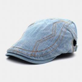 Unisex Gewassen Gestikte Voorwaartse Hoed Fahion Travel Outdoor Zonnescherm Baret Cap Borduurhoed