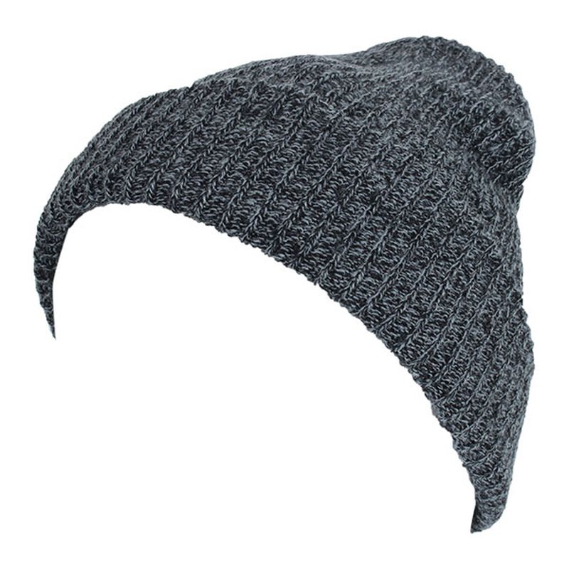 Unisex Heren Dames Streep Gebreide Slouch Beanie Hoed Pure Kleur Elastische Winter Warme Cap