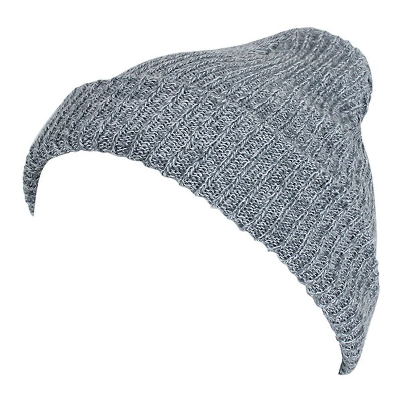 Unisex Heren Dames Streep Gebreide Slouch Beanie Hoed Pure Kleur Elastische Winter Warme Cap