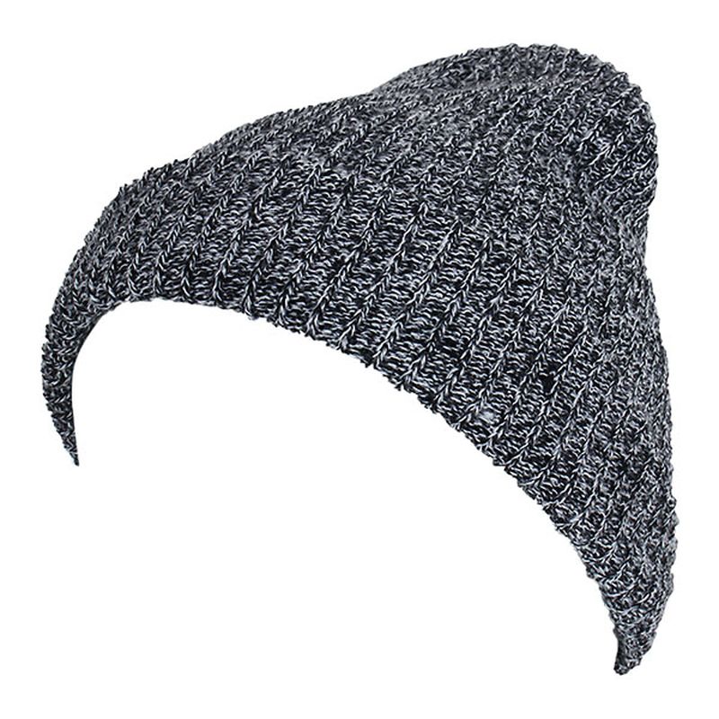 Unisex Heren Dames Streep Gebreide Slouch Beanie Hoed Pure Kleur Elastische Winter Warme Cap