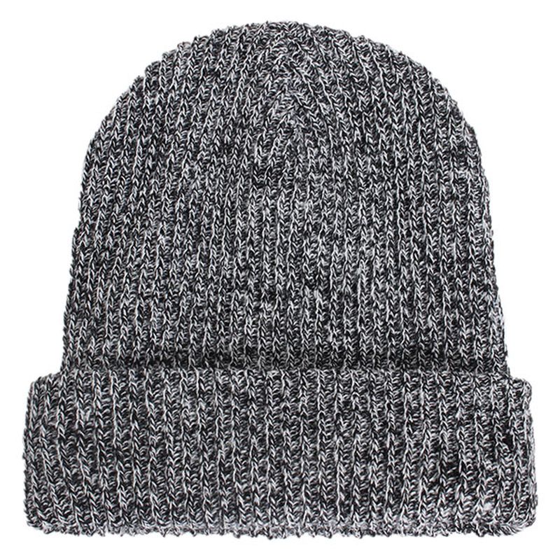 Unisex Heren Dames Streep Gebreide Slouch Beanie Hoed Pure Kleur Elastische Winter Warme Cap