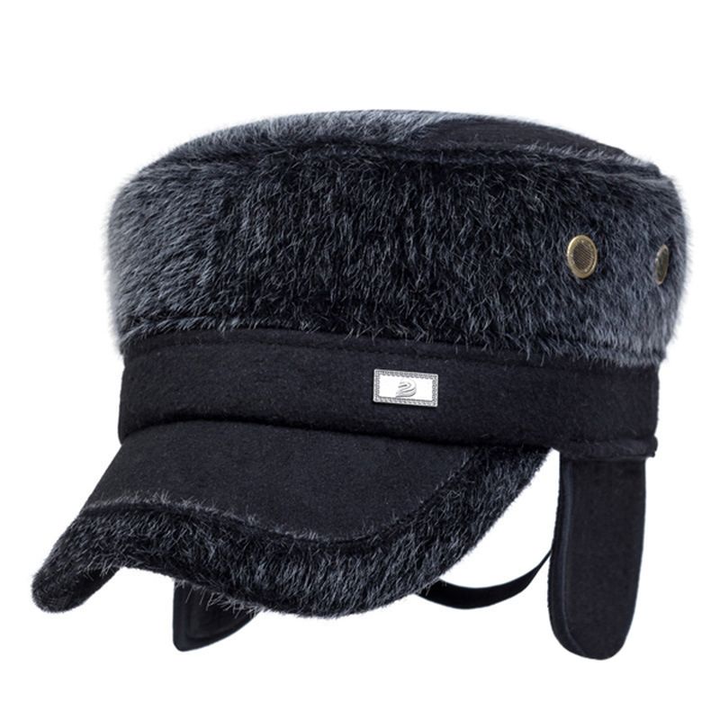 Unisex Imitatie Nerts Bont Oorklep Oorwarmers Baseball Cap Verstelbare Faux Fur Outdoor Militaire Hoed